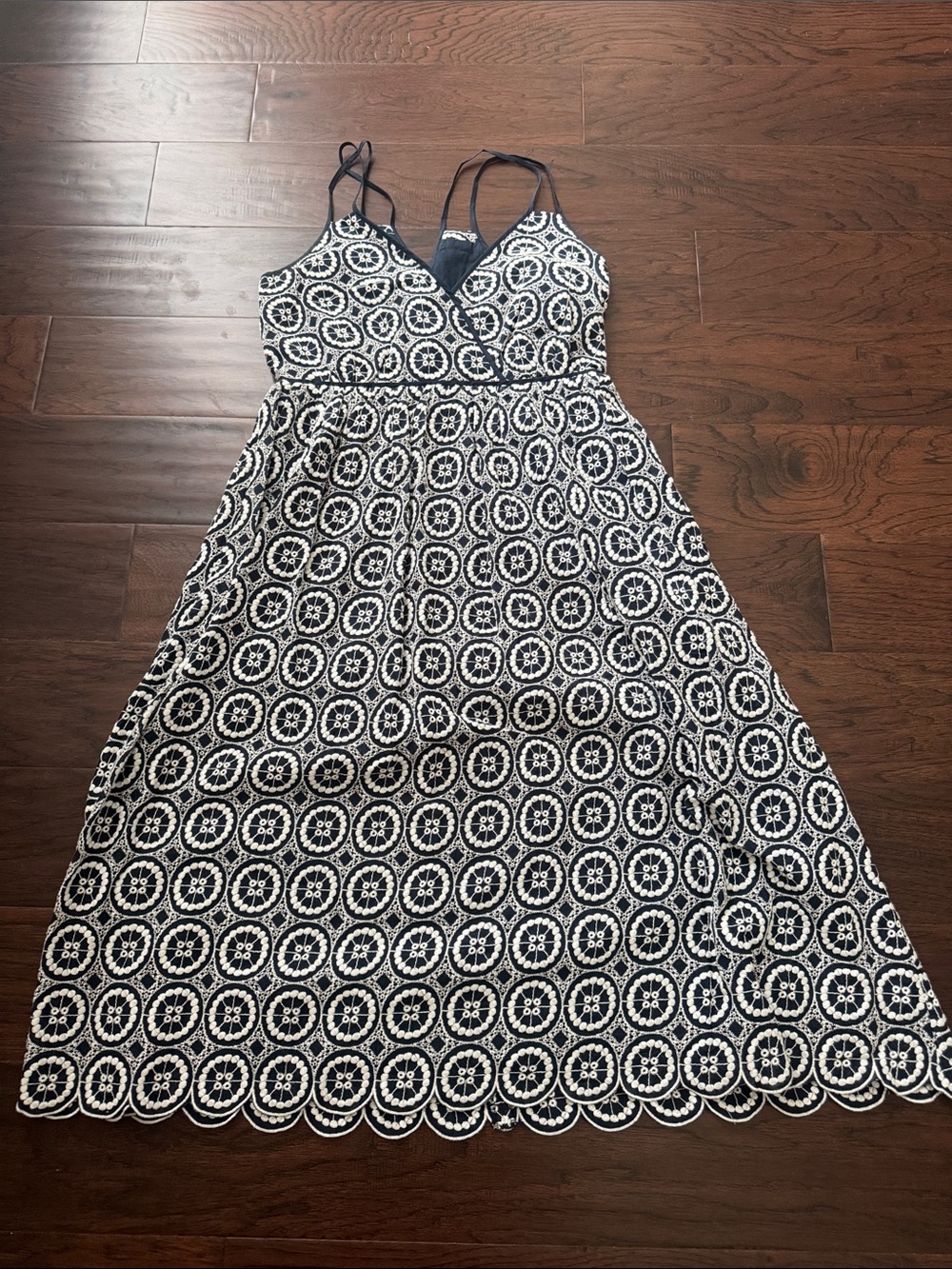 J. Crew Navy & White Midi Dress